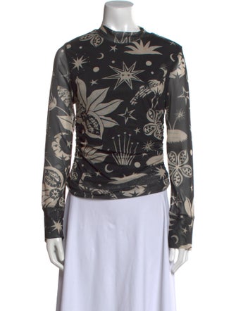 Farm Rio Printed Mock Neck Sweatshirt