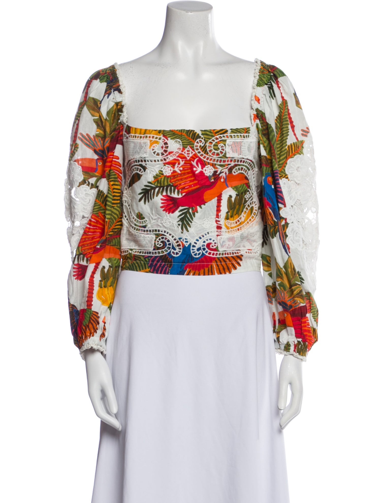 Farm Rio Printed Square Neckline Crop Top