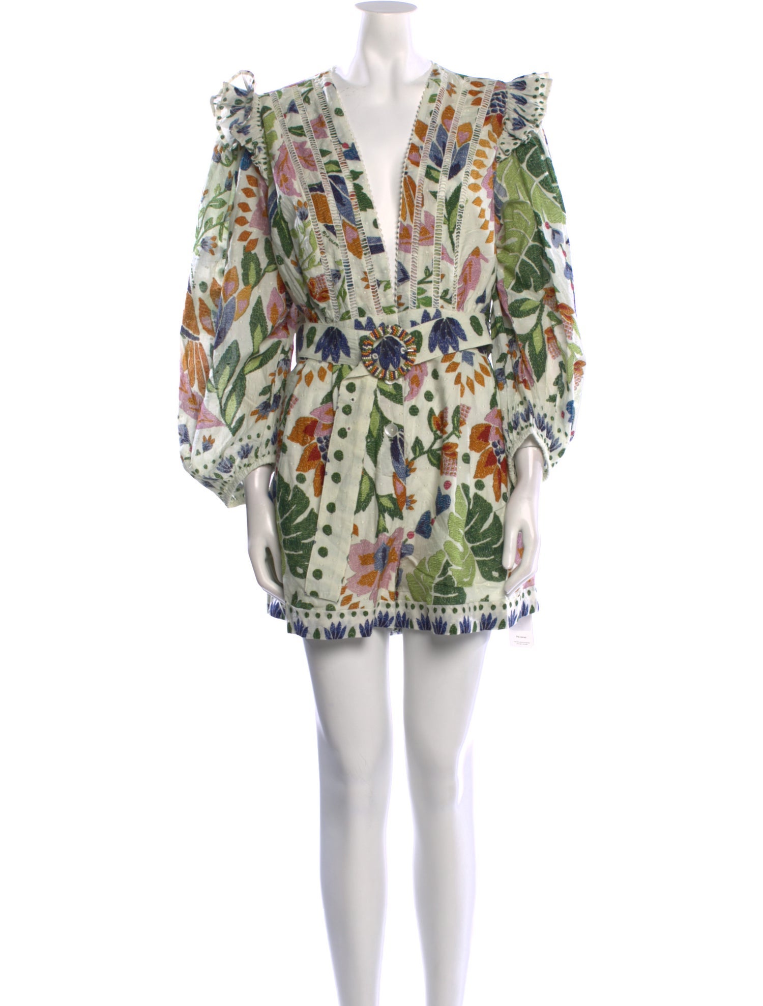 Farm Rio Printed Plunge Neckline Romper