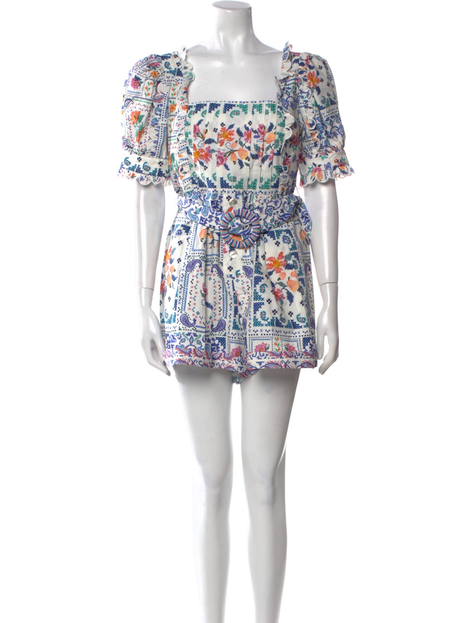 Farm Rio Printed Square Neckline Romper