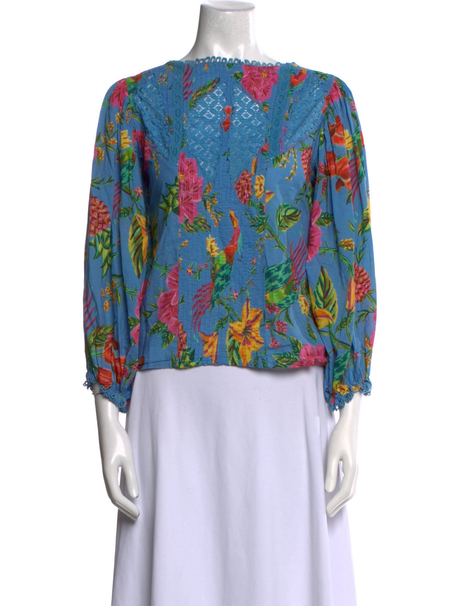 Farm Rio Floral Print Bateau Neckline Blouse