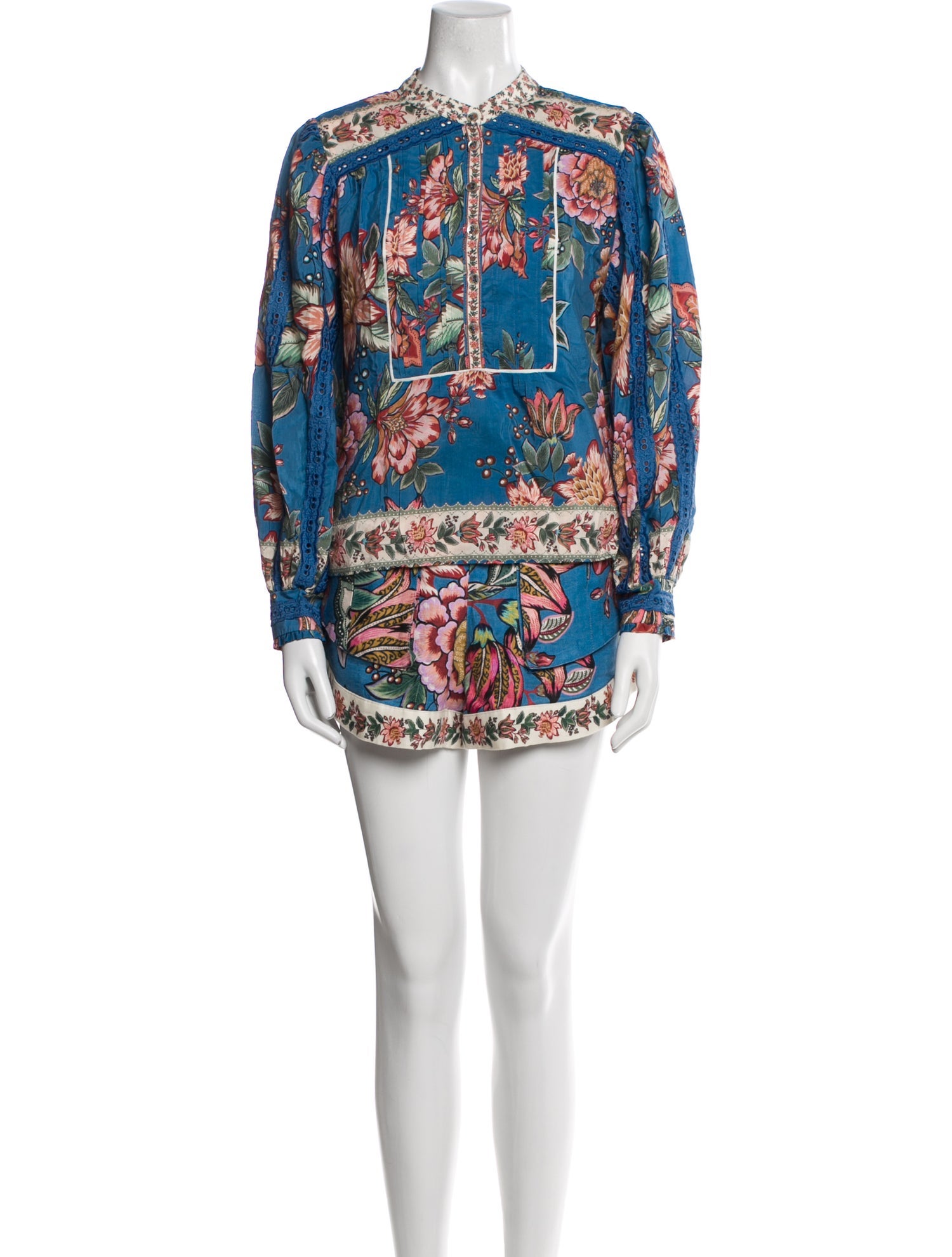 Farm Rio Floral Print Embroidered Accent Short Set