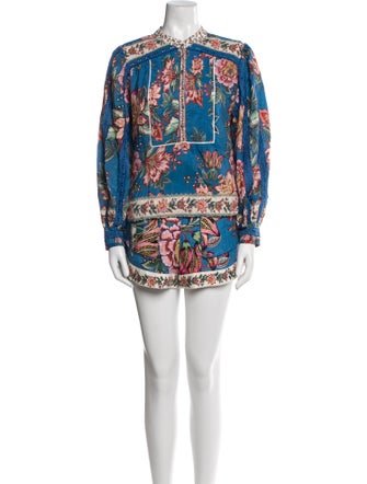 Farm Rio Floral Print Embroidered Accent Short Set