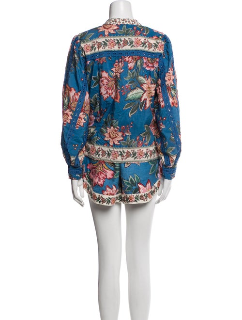 Farm Rio Floral Print Embroidered Accent Short Set