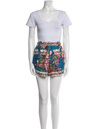 Farm Rio Floral Print Embroidered Accent Short Set