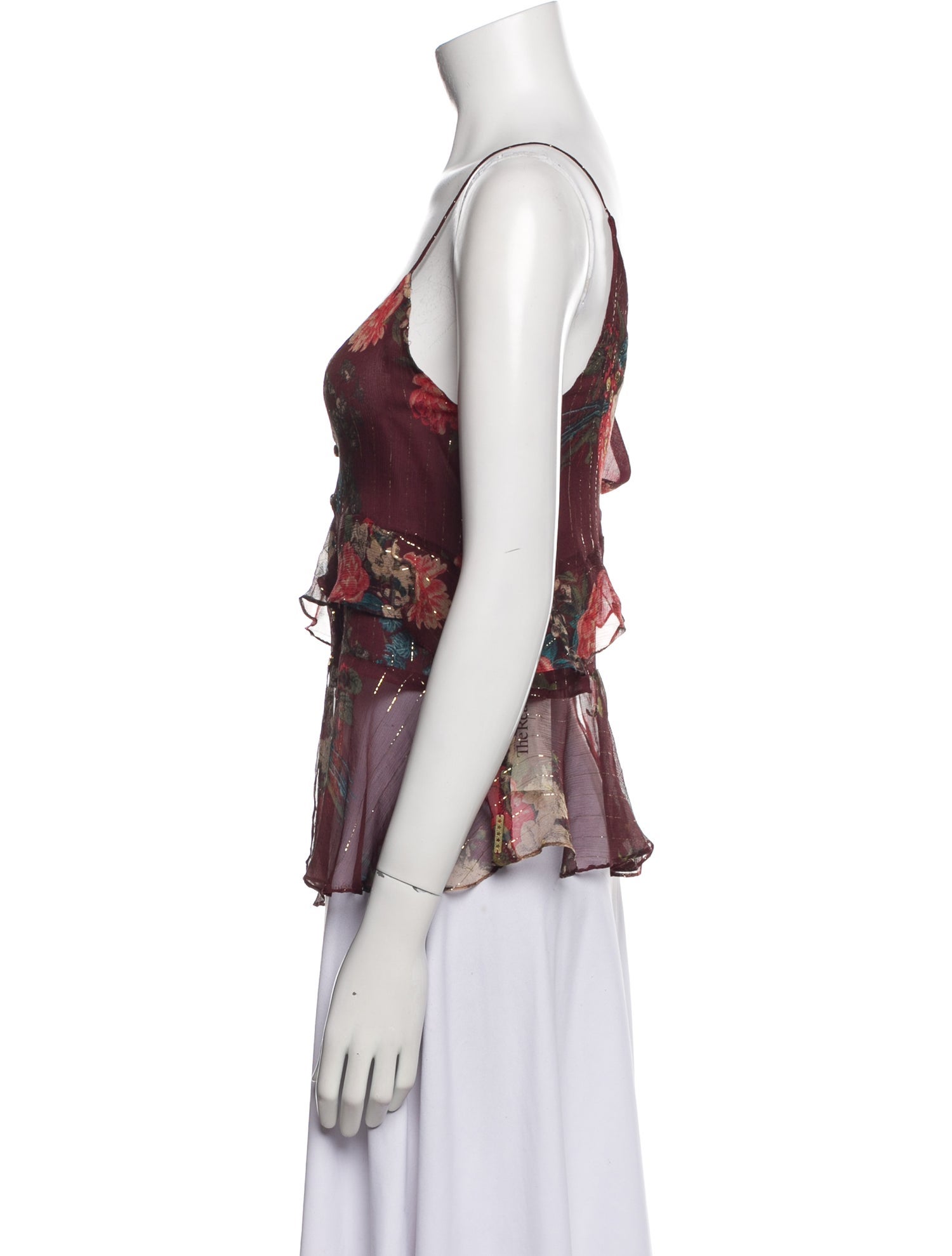 Farm Rio Silk Floral Print Top