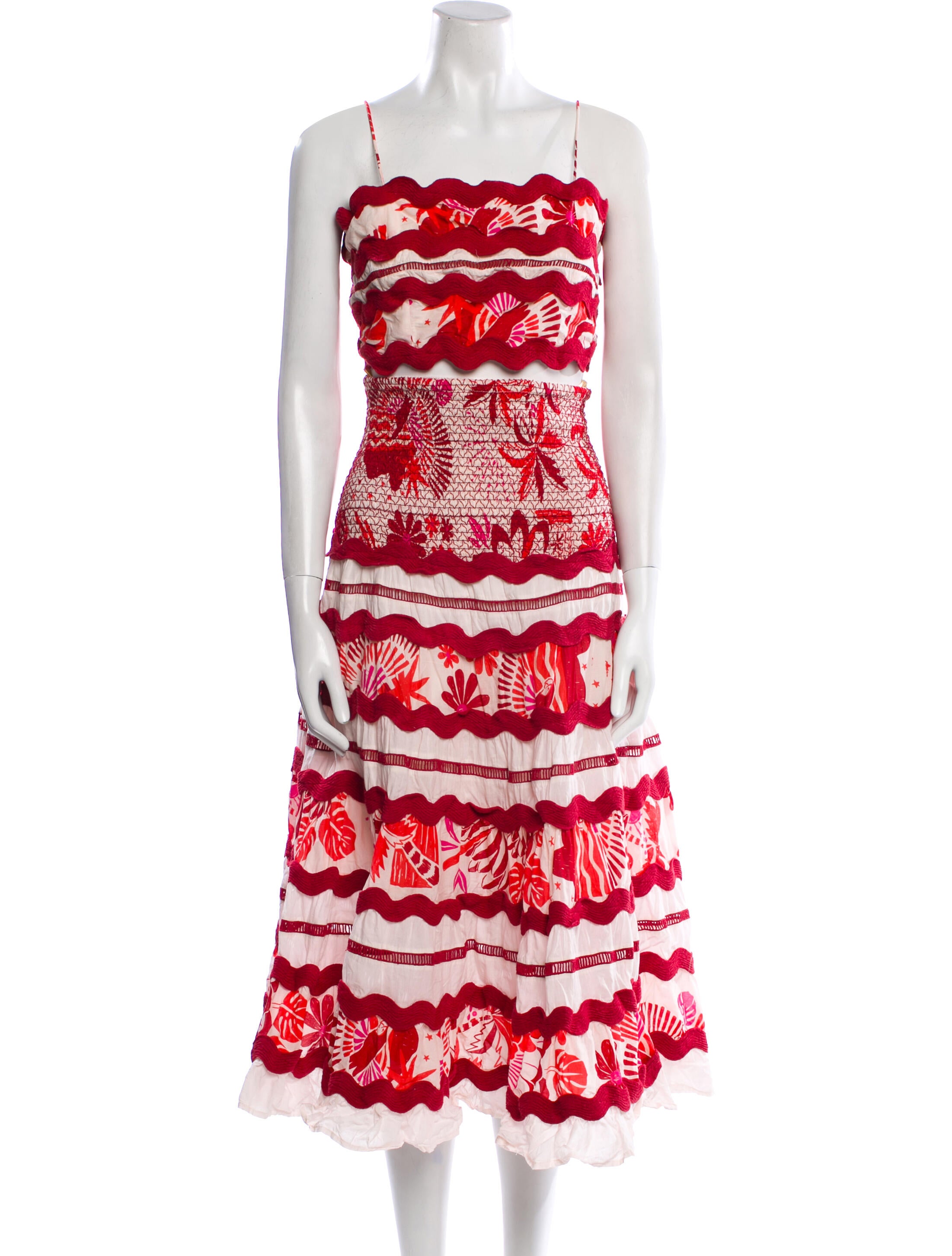 Farm Rio Floral Print Ruffle Embellishment Skirt Set