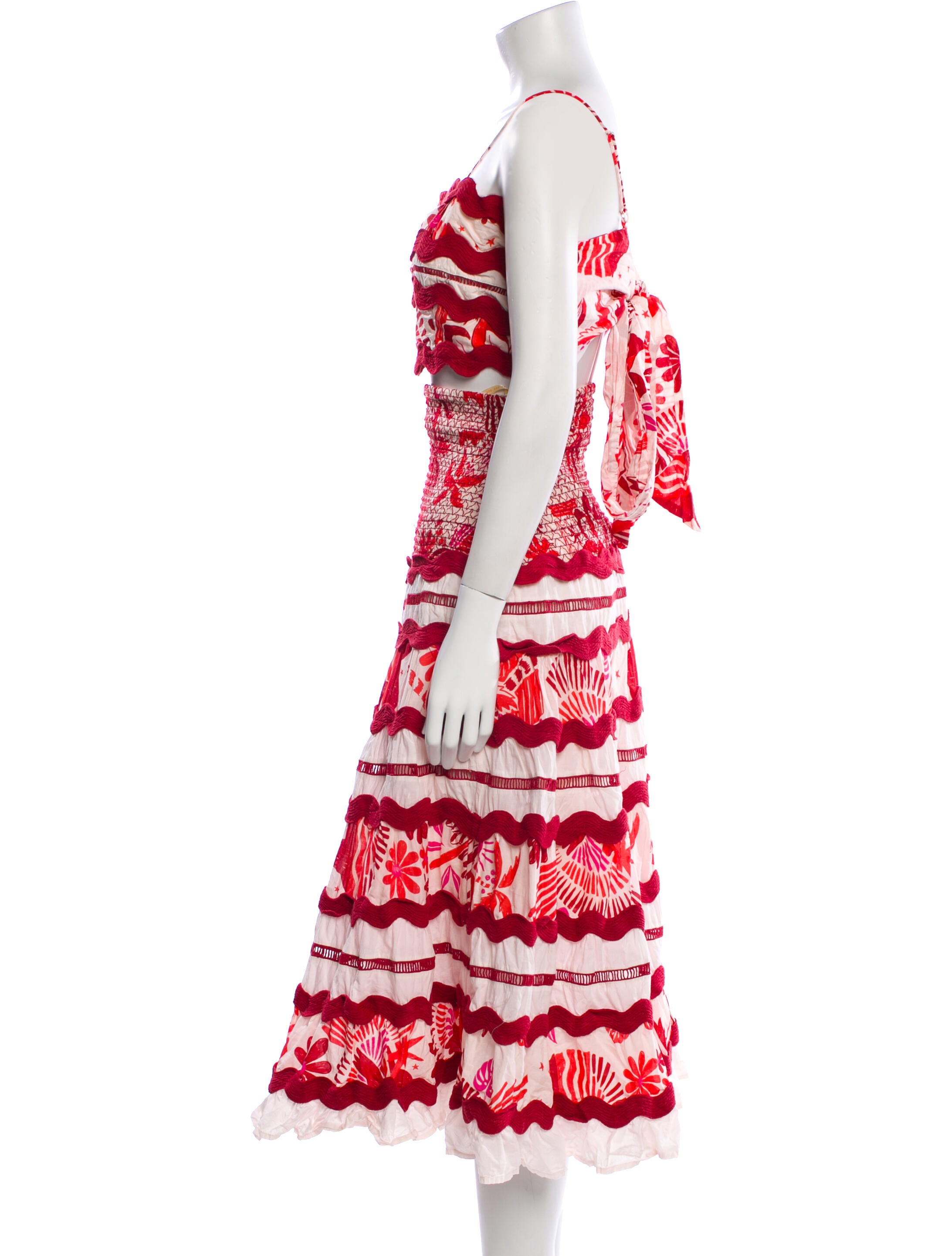 Farm Rio Floral Print Ruffle Embellishment Skirt Set