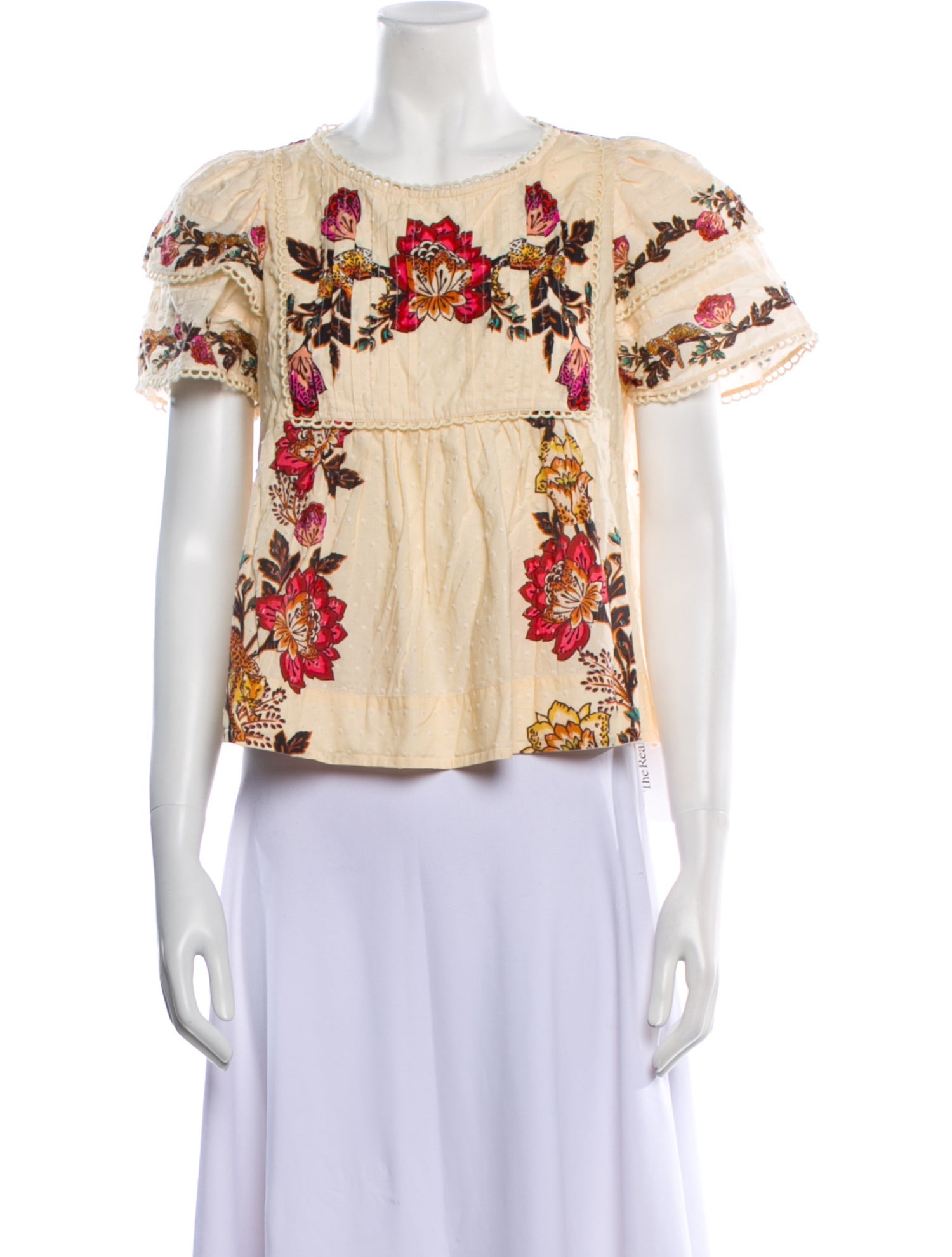 Farm Rio Floral Print Bateau Neckline Blouse