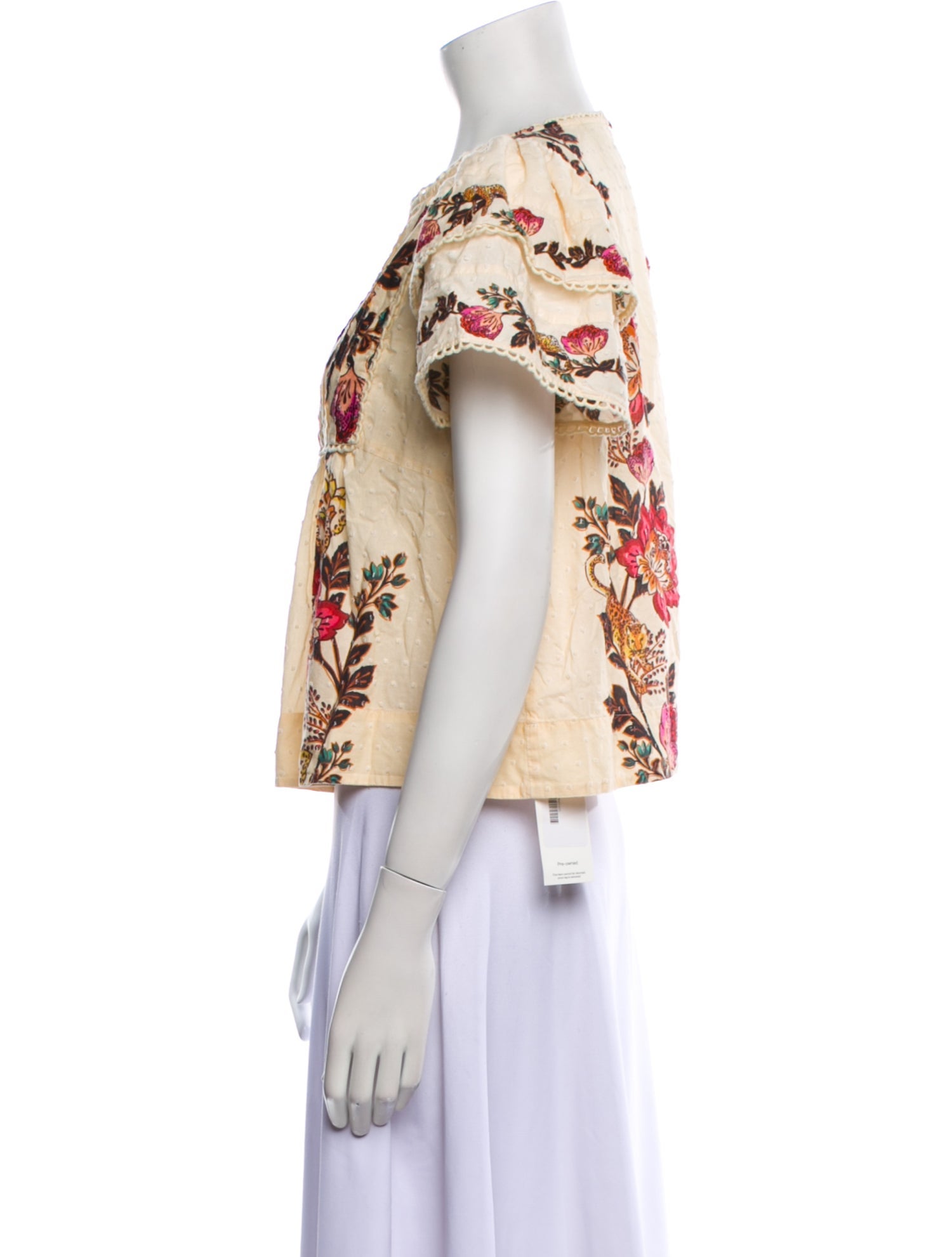 Farm Rio Floral Print Bateau Neckline Blouse