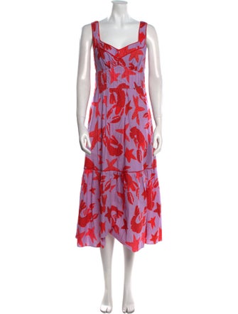 Farm Rio Floral Print Midi Length Dress