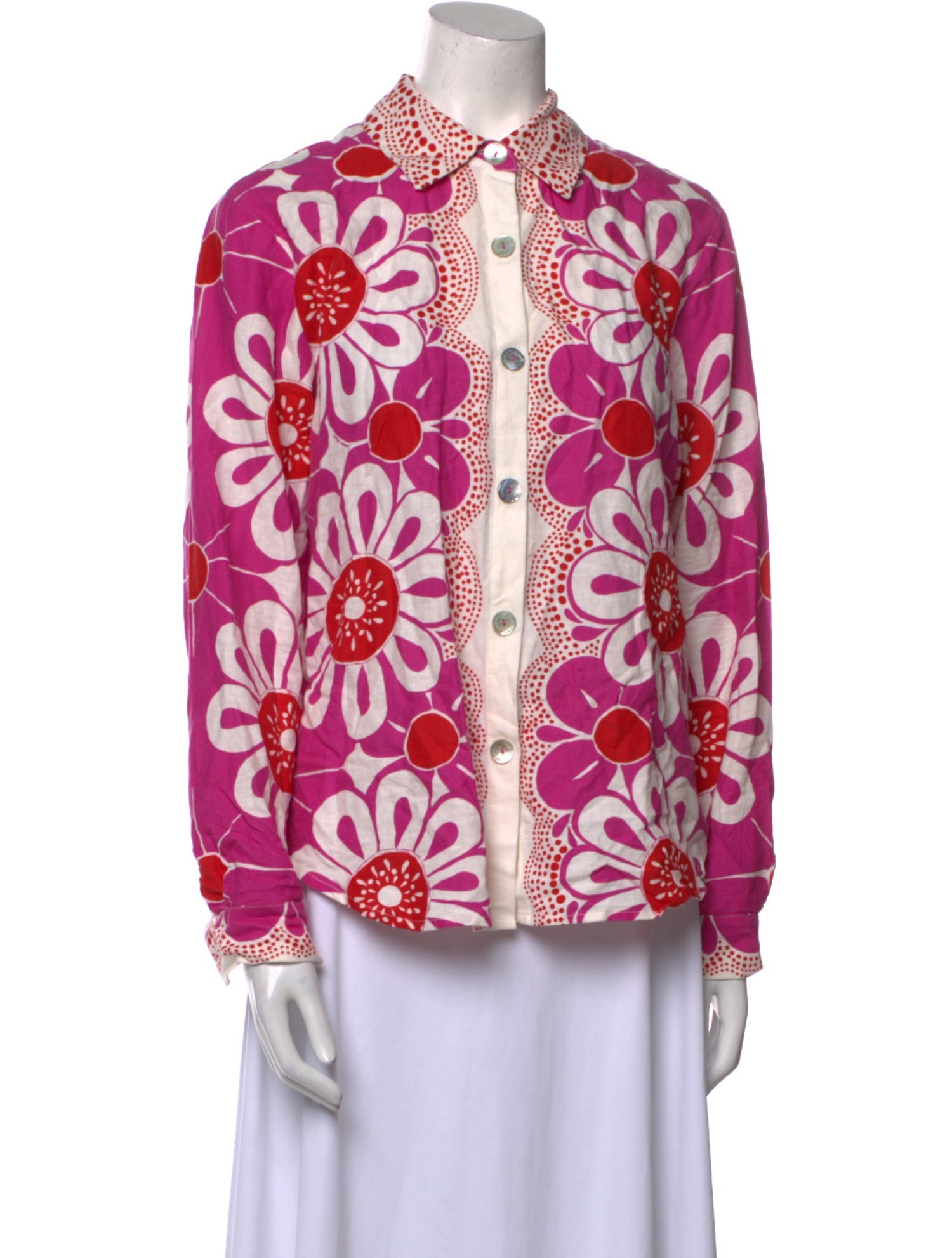 Farm Rio Linen Printed Button-Up Top