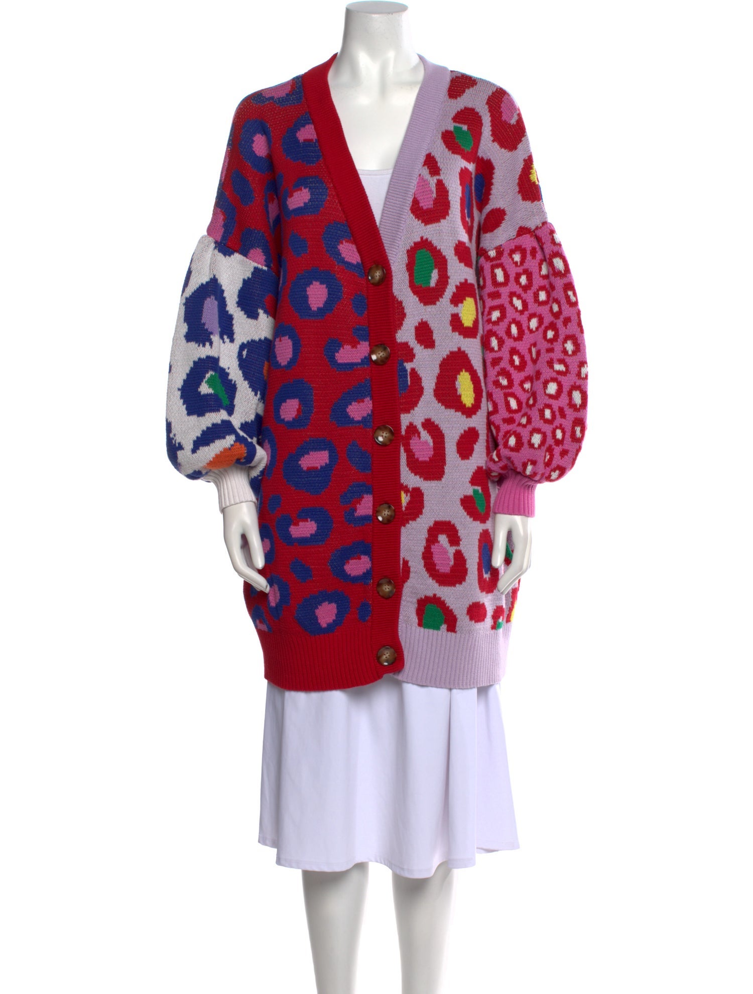 Farm Rio Printed V-Neck Sweater