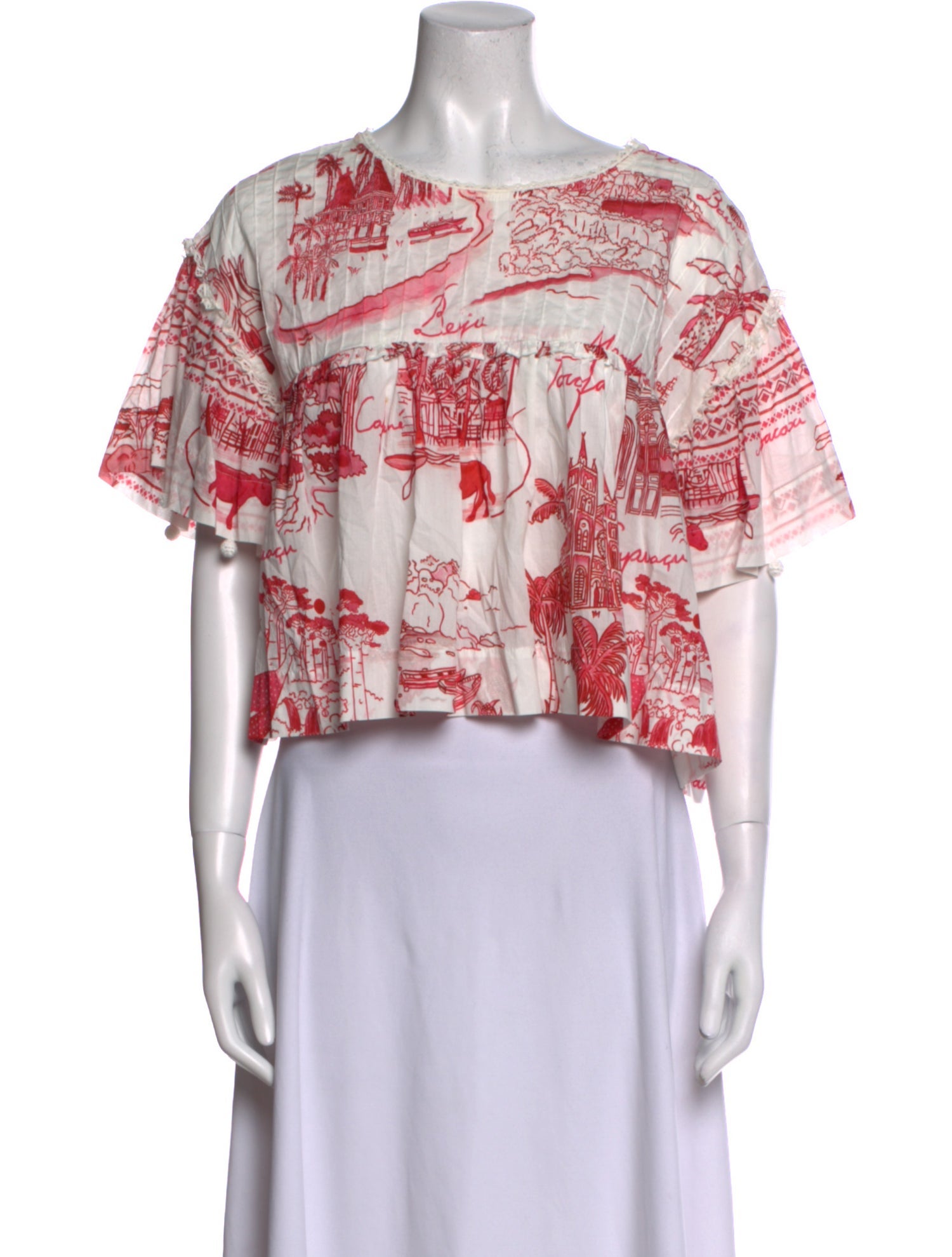 Farm Rio Floral Print Scoop Neck Crop Top