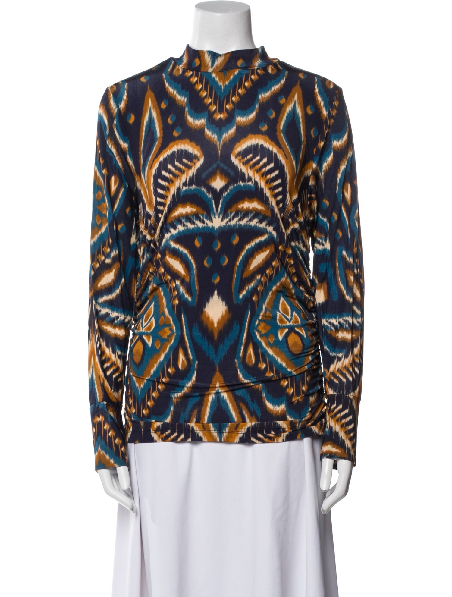 Farm Rio Printed Mock Neck Blouse
