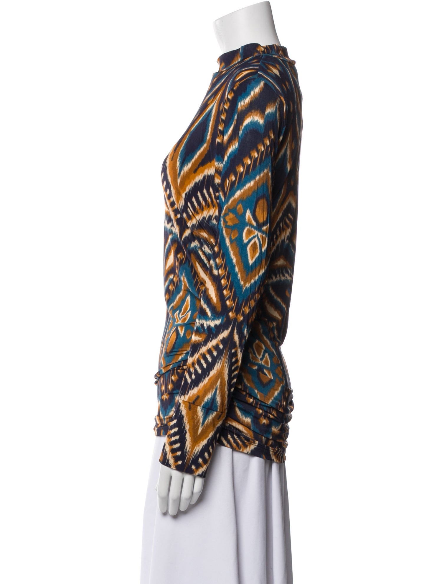 Farm Rio Printed Mock Neck Blouse