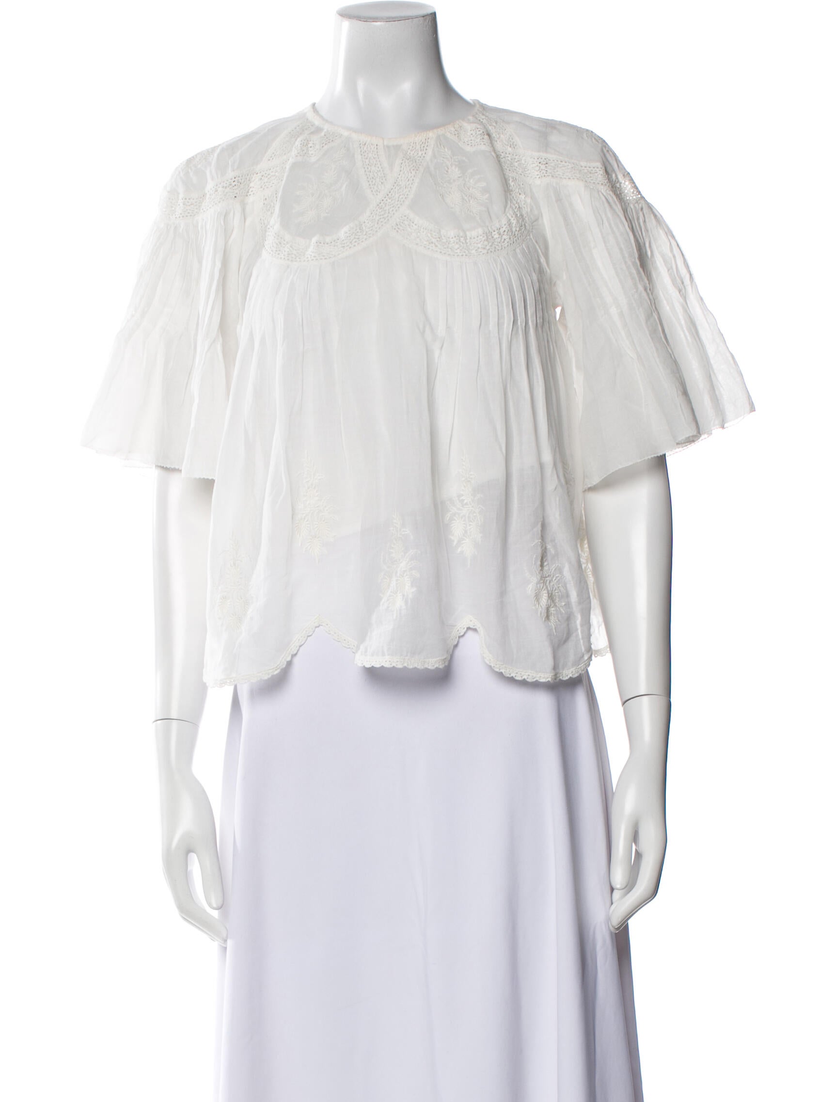 Farm Rio Crew Neck Three-Quarter Sleeve Blouse