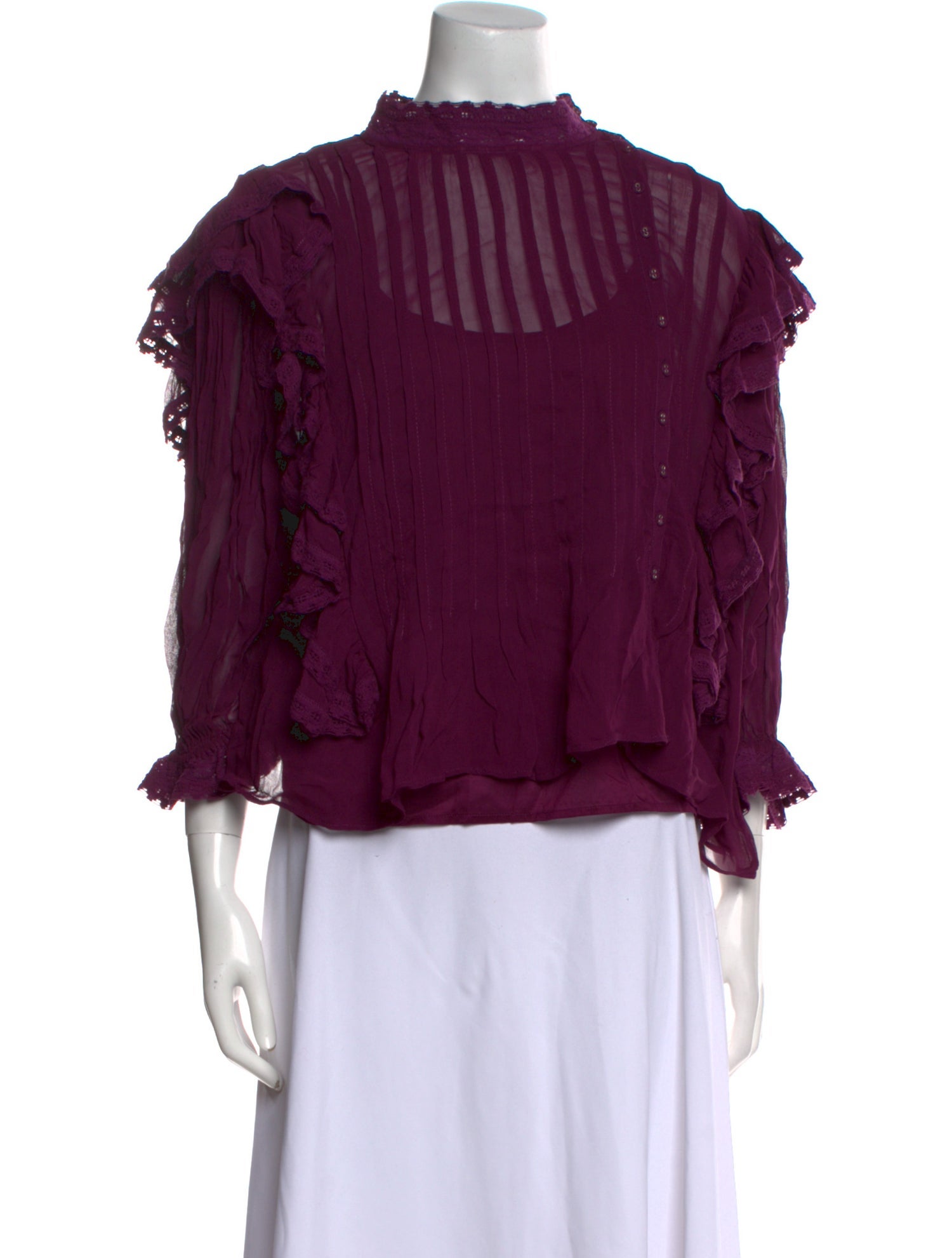 Farm Rio Mock Neck Three-Quarter Sleeve Blouse w/ Tags