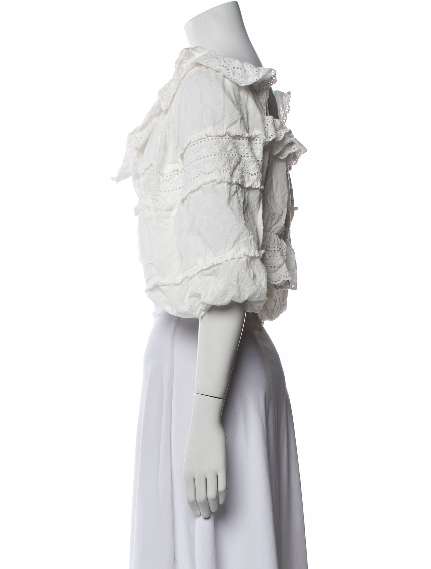 Farm Rio Off-The-Shoulder Three-Quarter Sleeve Crop Top