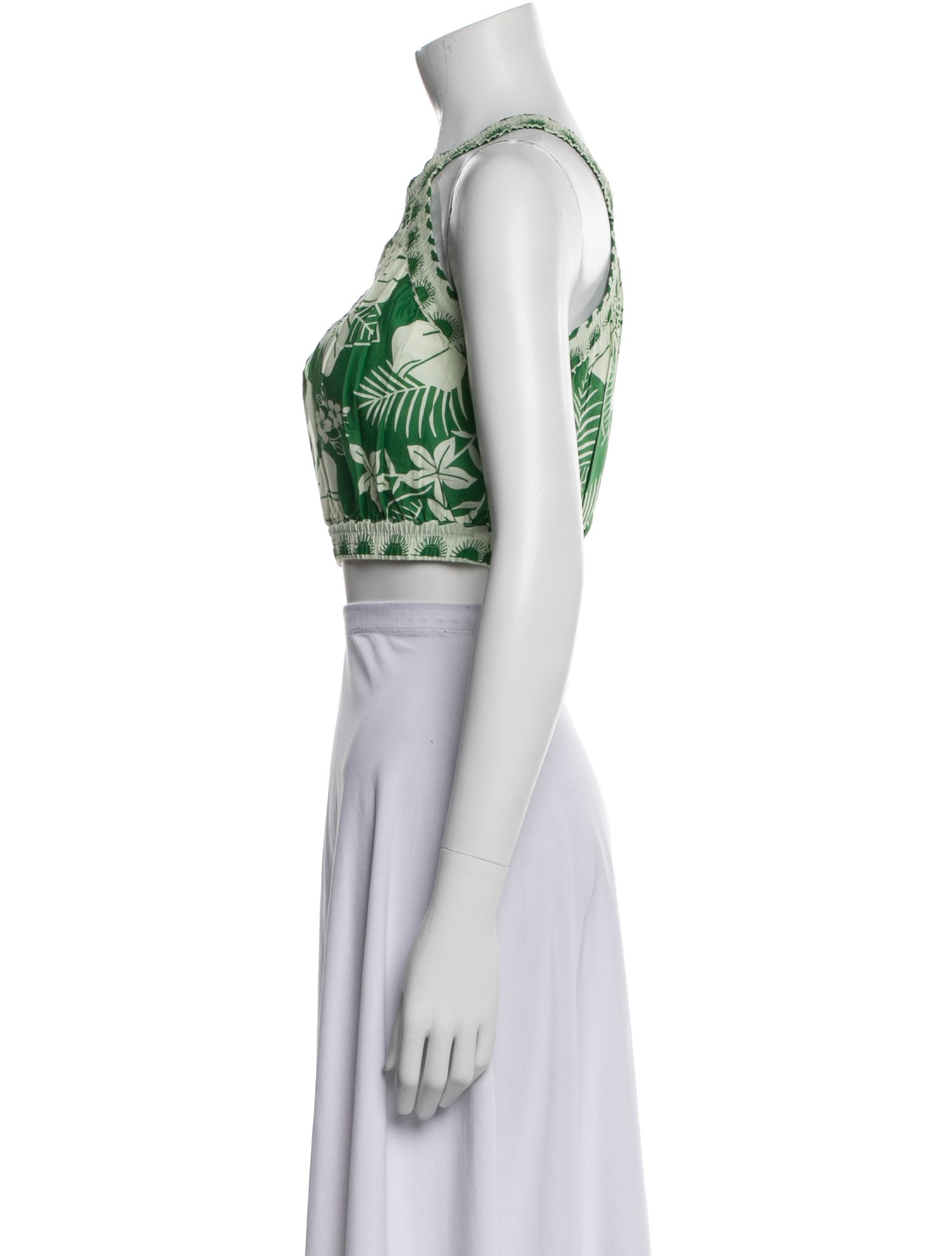 Farm Rio Floral Print One-Shoulder Crop Top