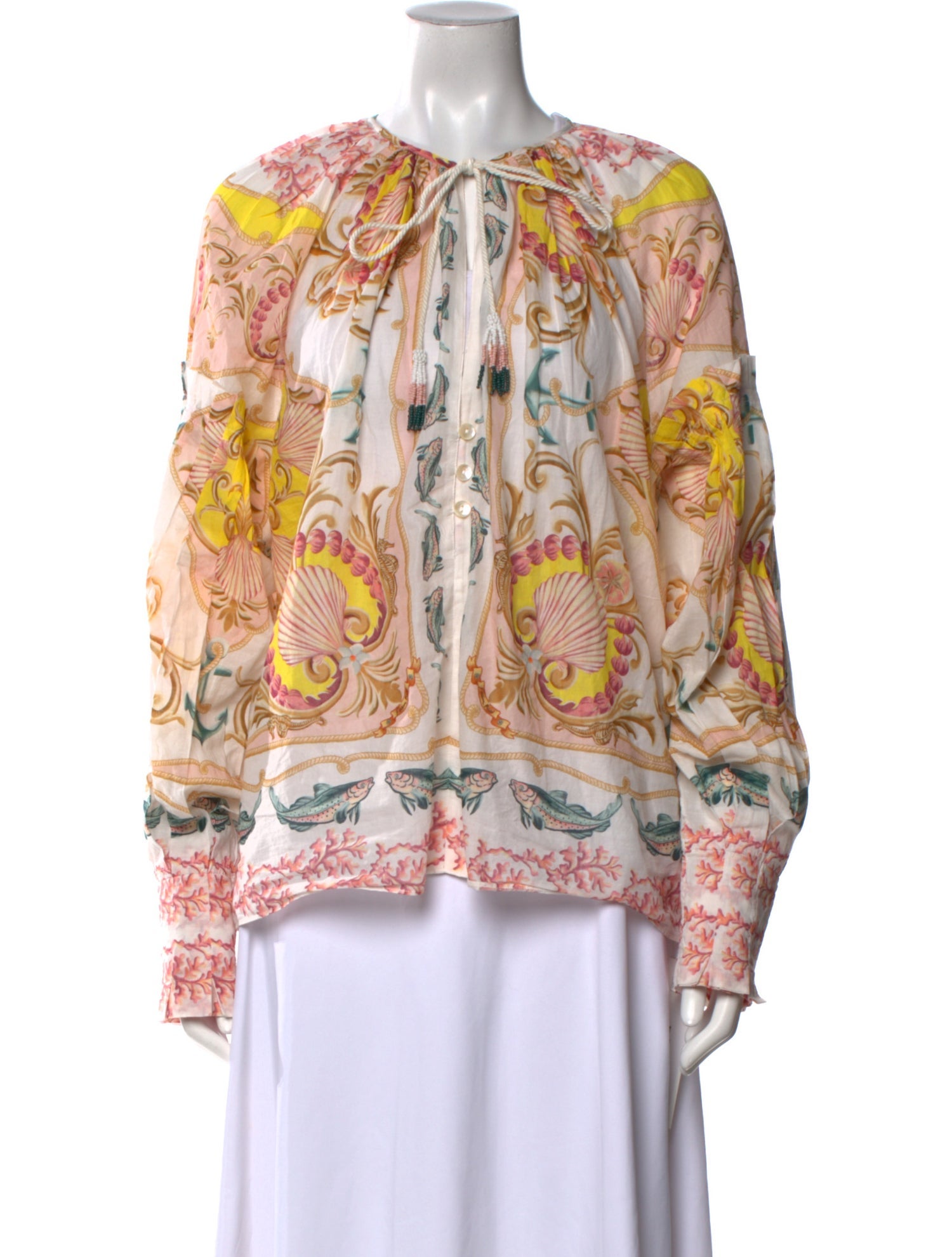 Farm Rio Floral Print Crew Neck Blouse