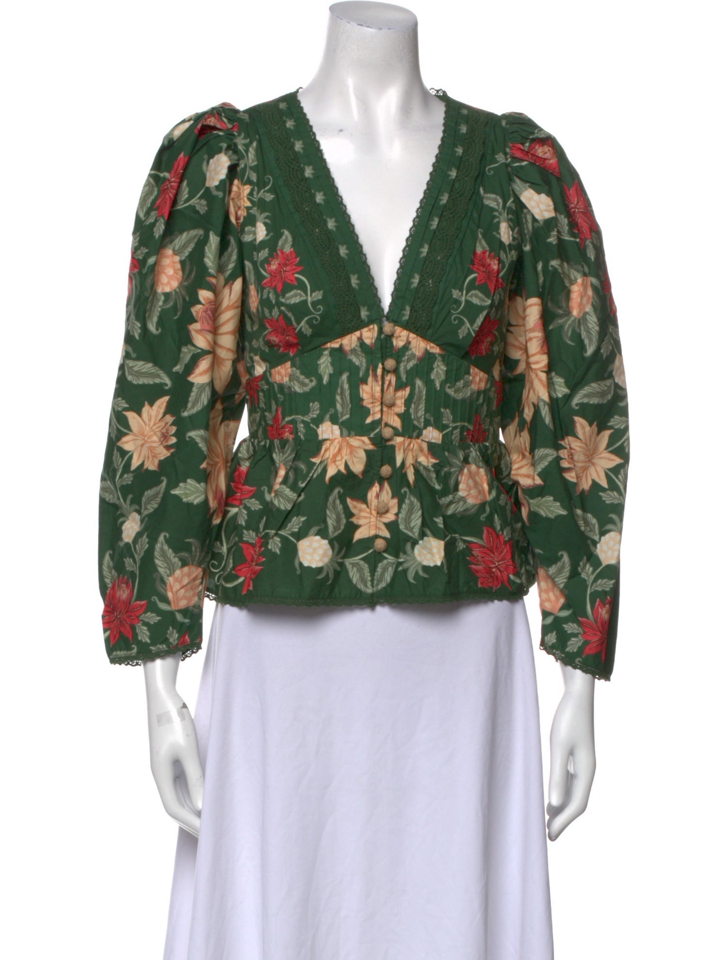 Farm Rio Floral Print V-Neck Blouse w/ Tags