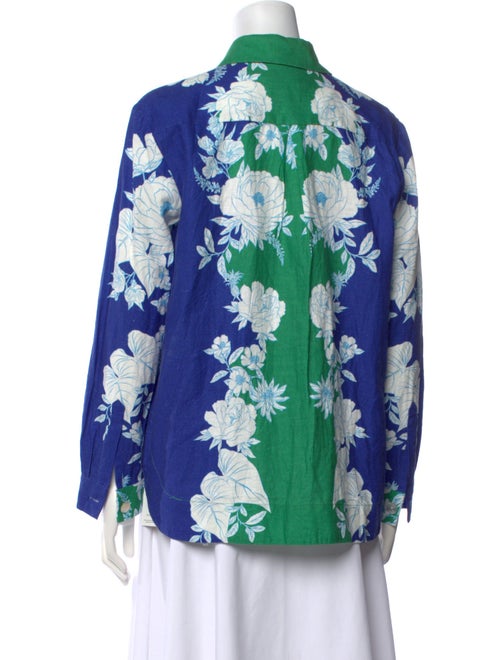 Farm Rio Linen Floral Print Button-Up Top