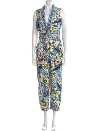 Farm Rio Printed V-Neck Jumpsuit
