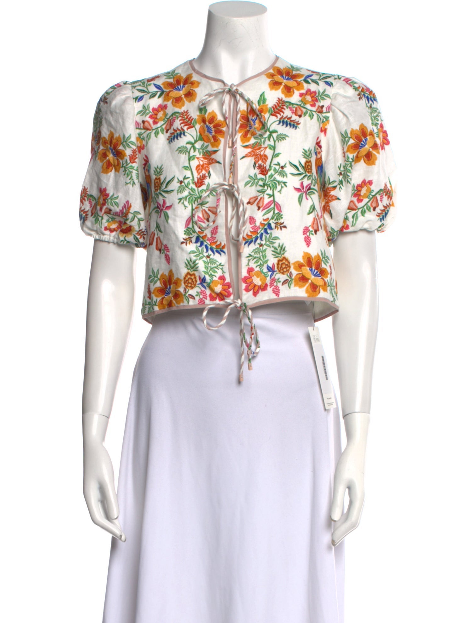 Farm Rio Linen Floral Print Crop Top w/ Tags