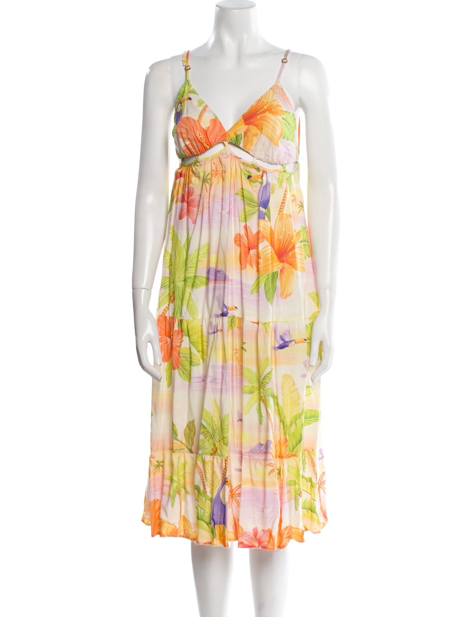 Farm Rio Floral Print Midi Length Dress