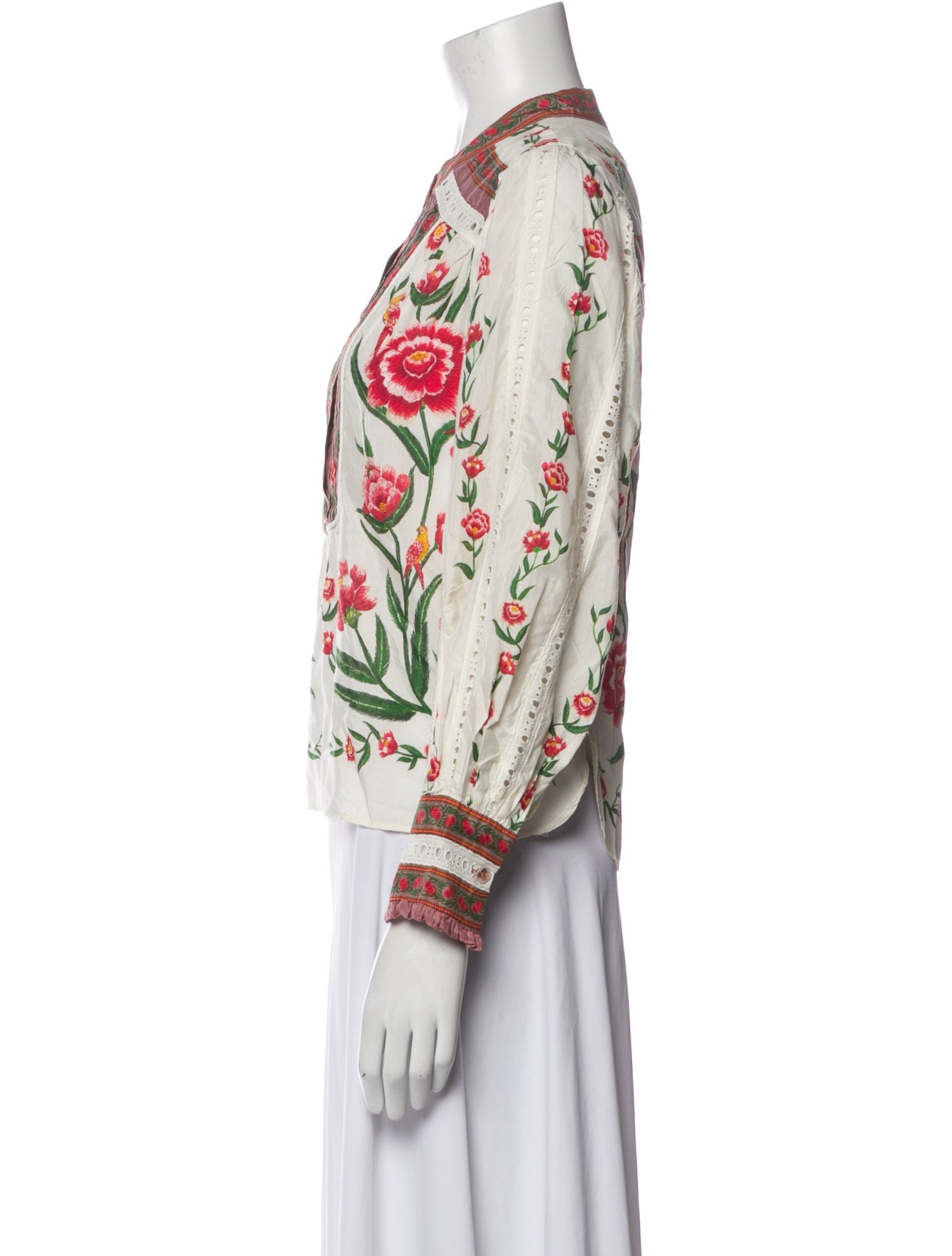 Farm Rio Floral Print Mock Neck Blouse