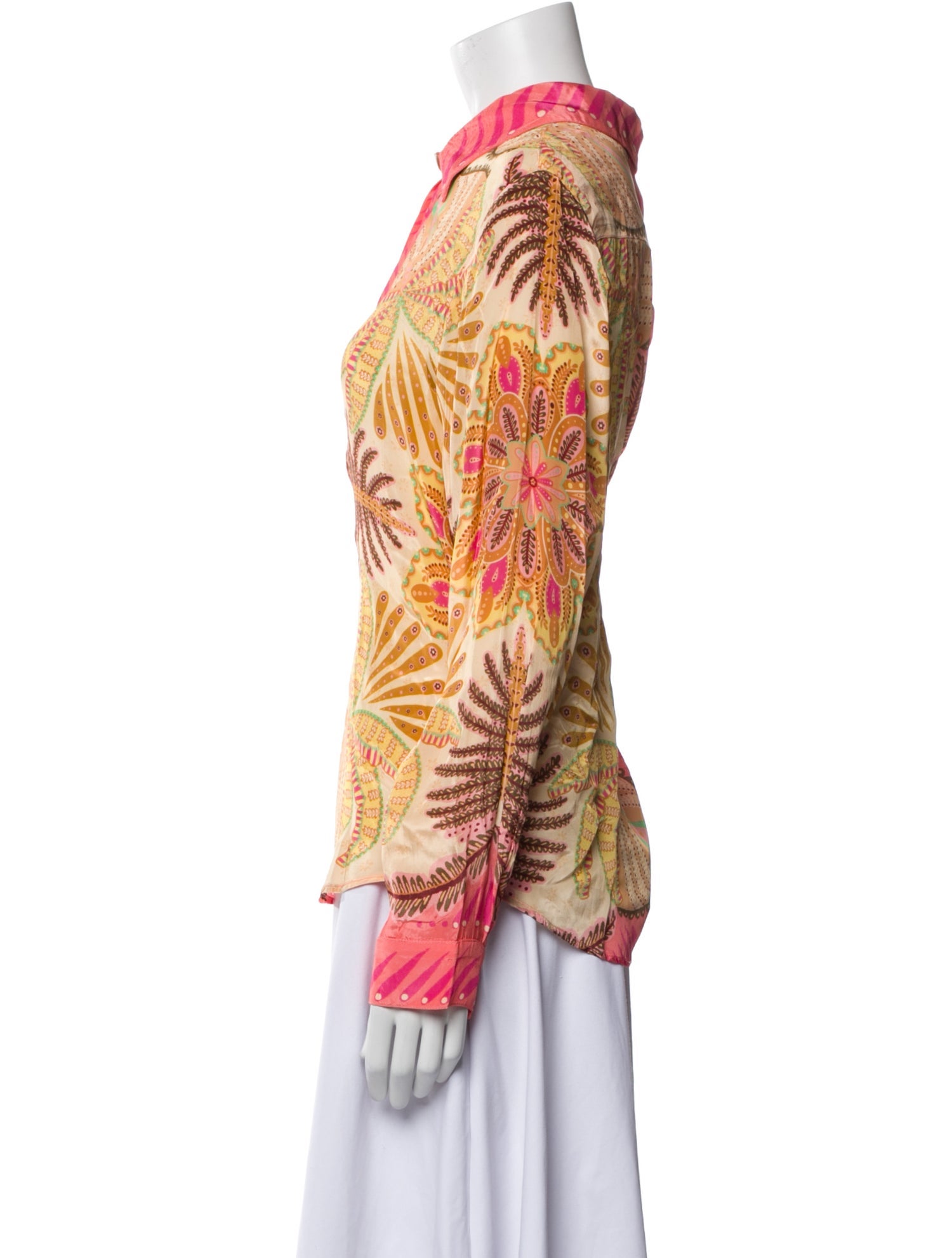 Farm Rio Printed Long Sleeve Button-Up Top w/ Tags