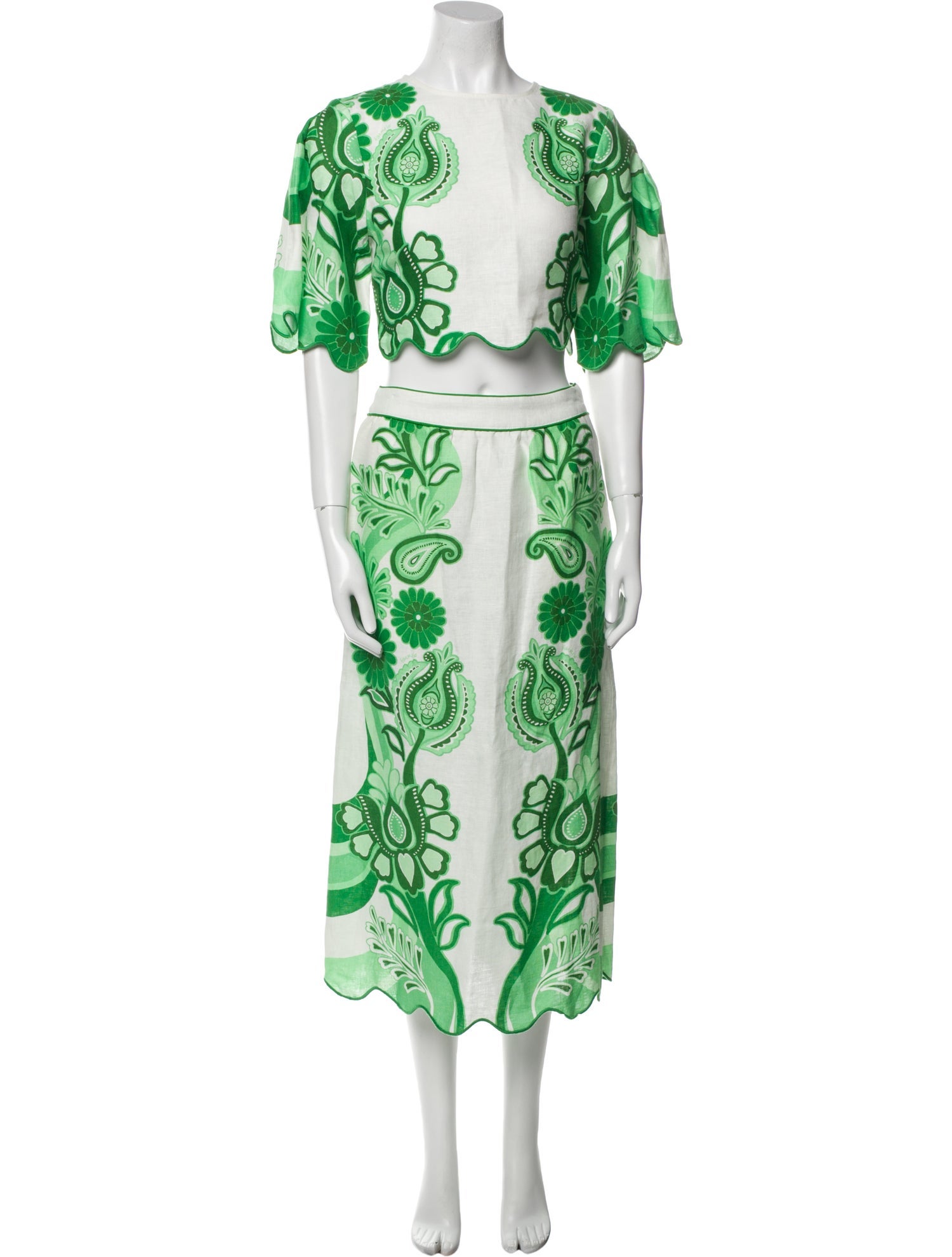 Farm Rio Linen Paisley Print Skirt Set