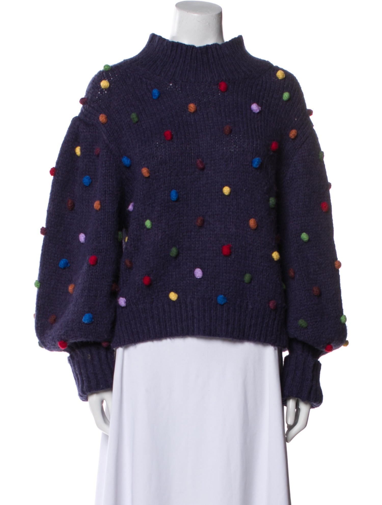 Farm Rio Polka Dot Print Mock Neck Sweater