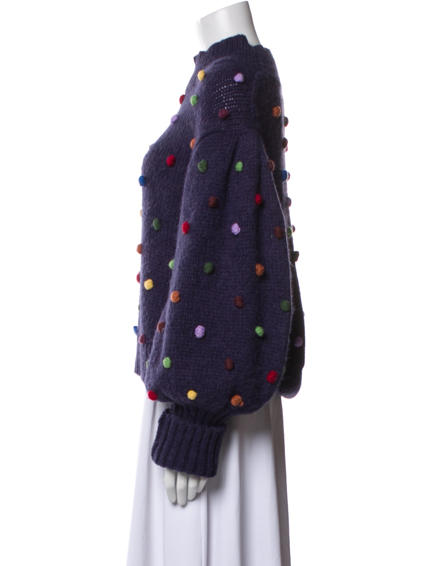 Farm Rio Polka Dot Print Mock Neck Sweater