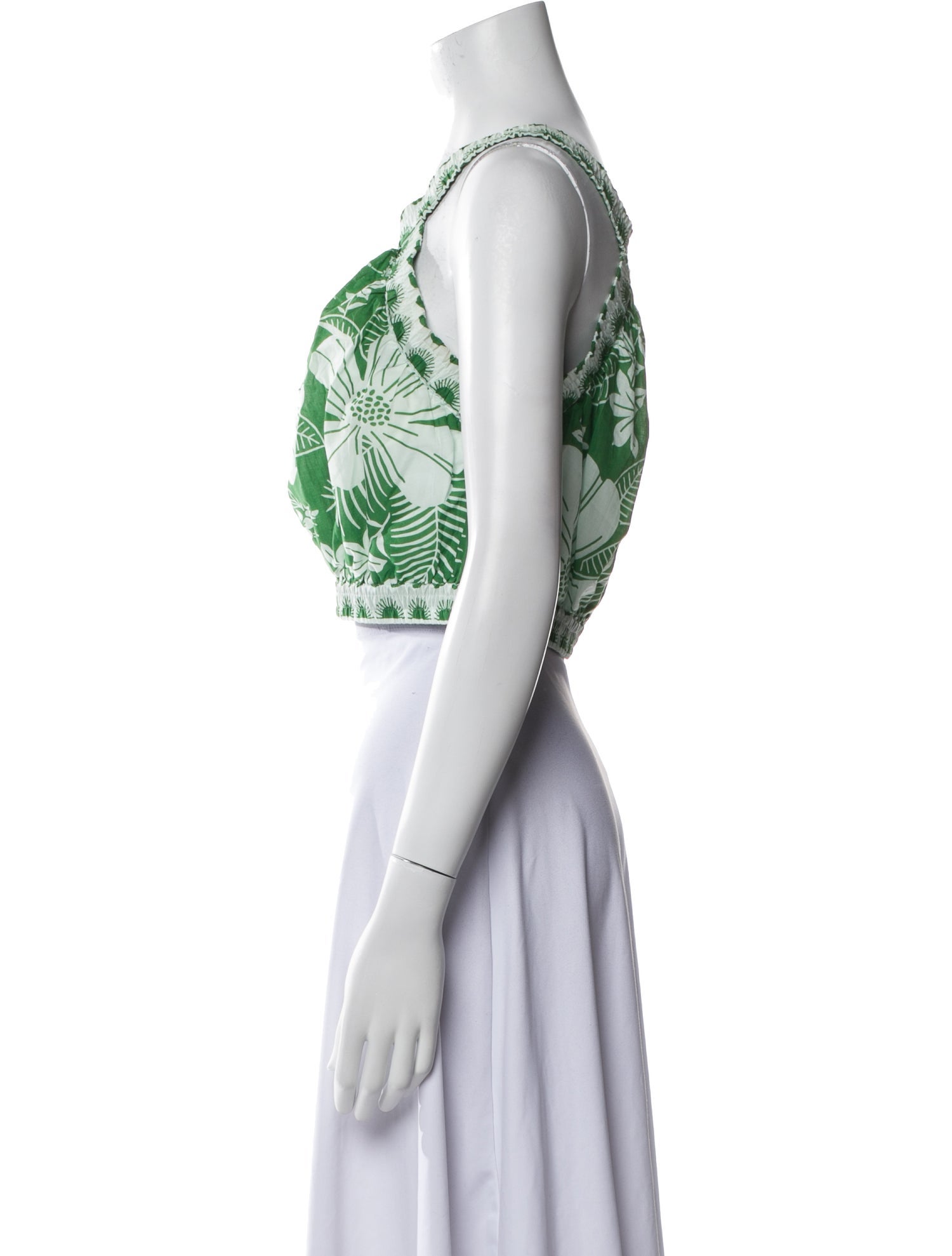 Farm Rio Floral Print One-Shoulder Crop Top