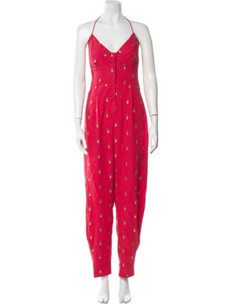 Farm Rio Embroidered Pineapples Jumpsuit