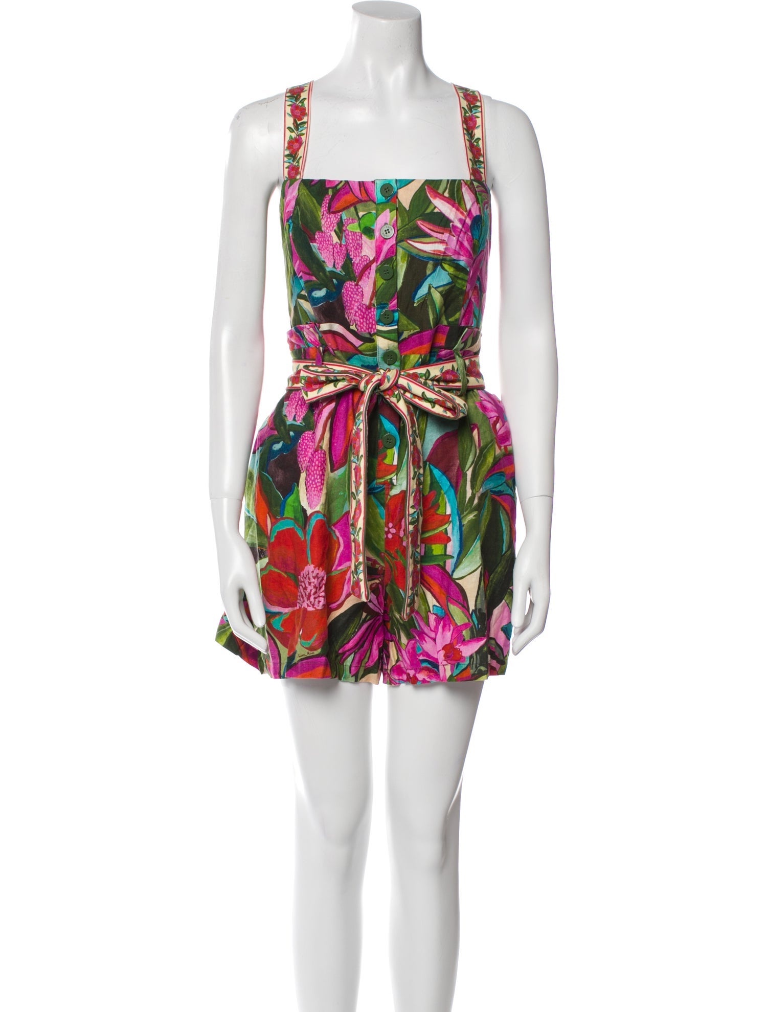 Farm Rio Printed Square Neckline Romper