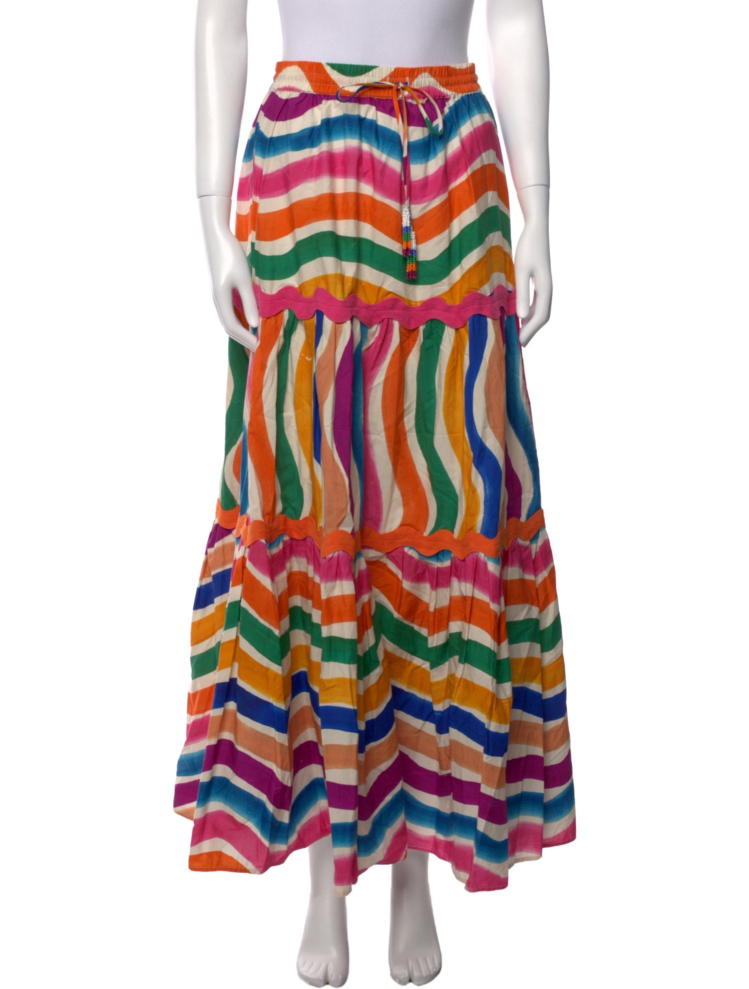 Farm Rio Striped Midi Length Skirt