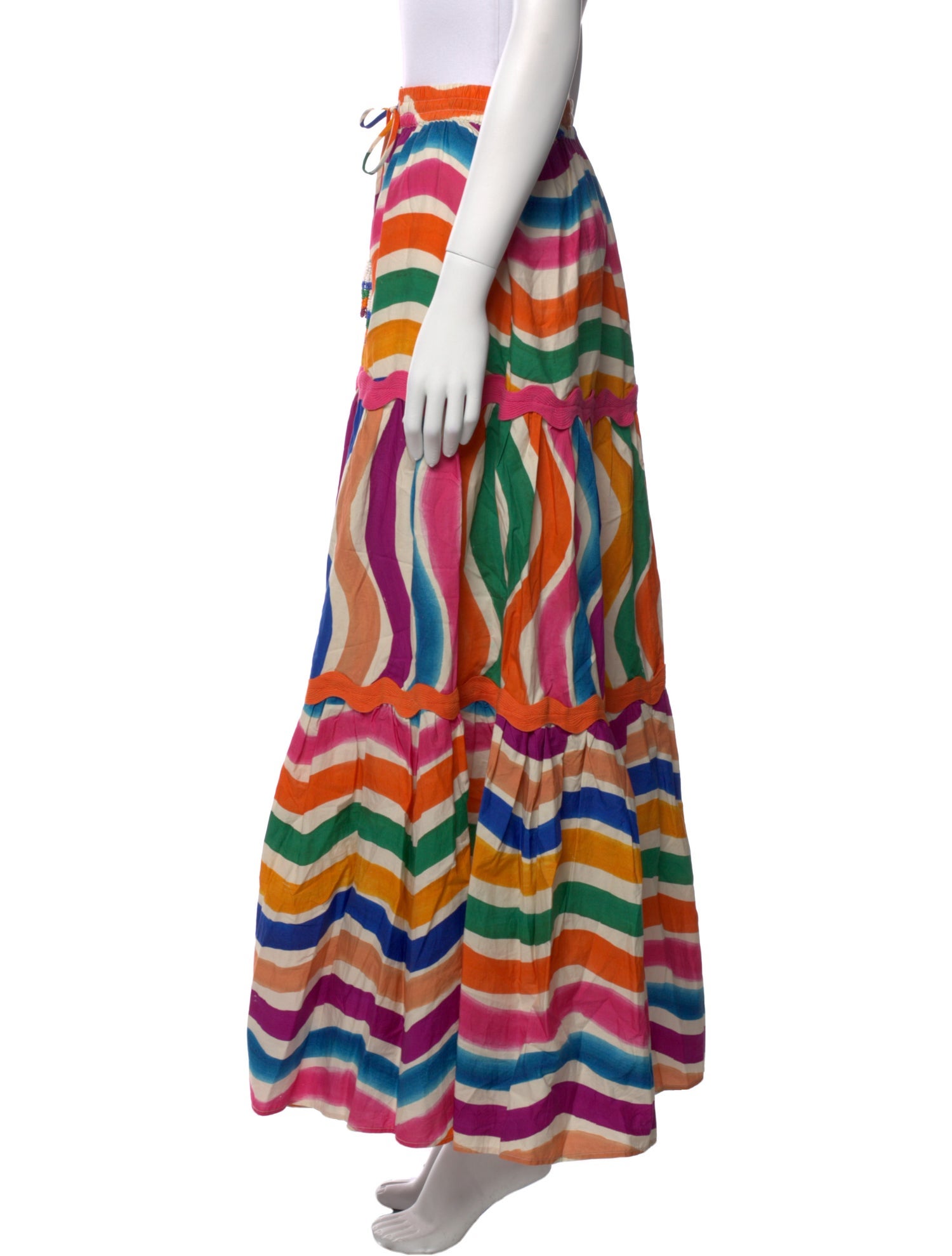 Farm Rio Striped Midi Length Skirt