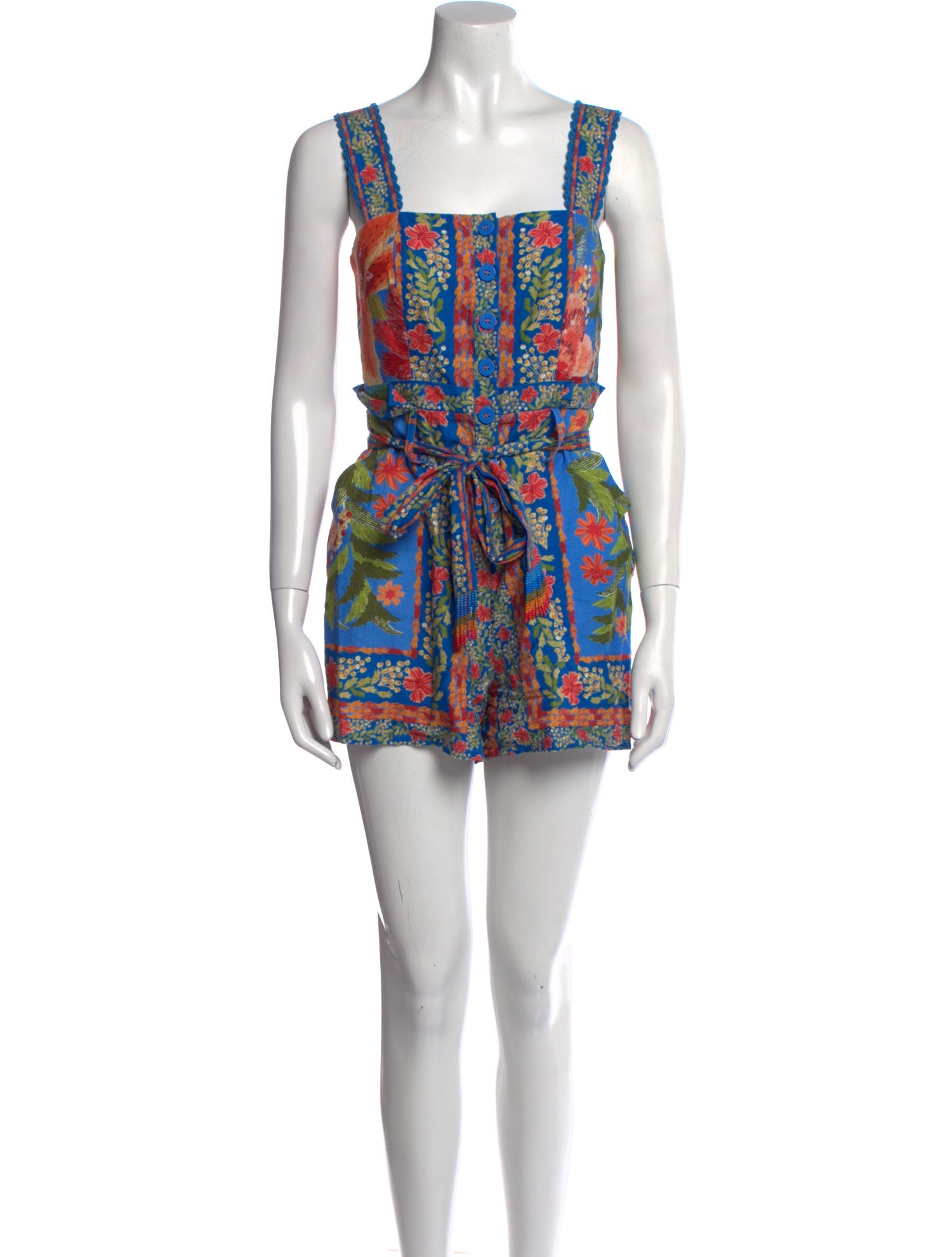 Farm Rio Linen Floral Print Romper