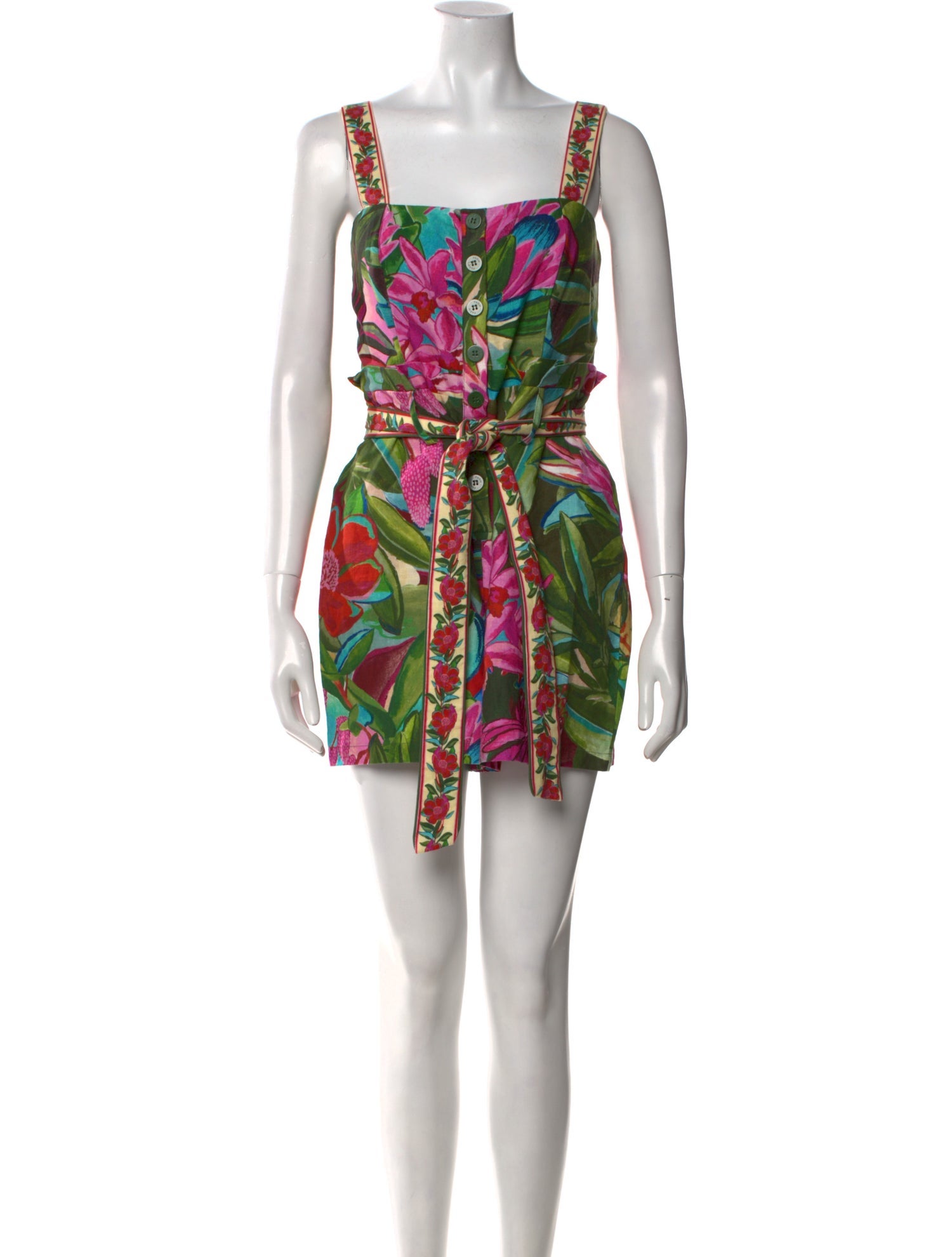 Farm Rio Linen Floral Print Romper w/ Tags