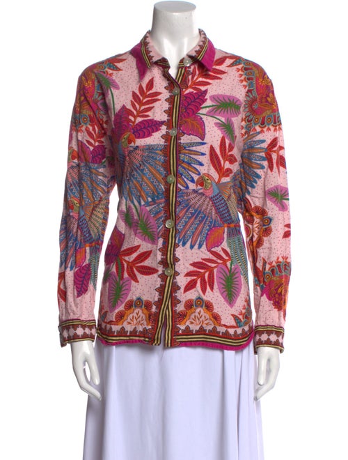 Farm Rio Linen Printed Button-Up Top