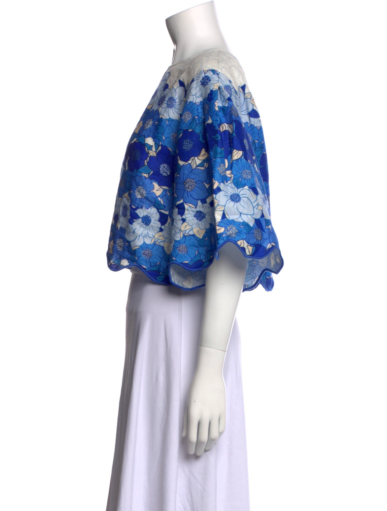 Farm Rio Linen Floral Print Crop Top w/ Tags