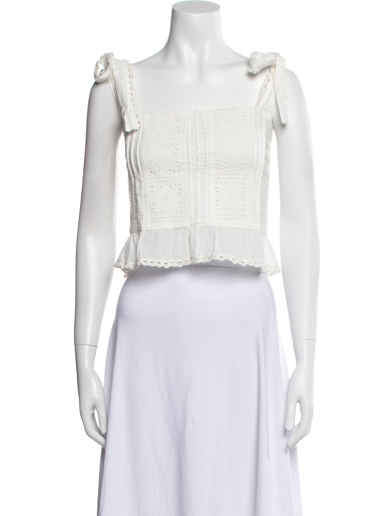 Farm Rio Square Neckline Sleeveless Crop Top