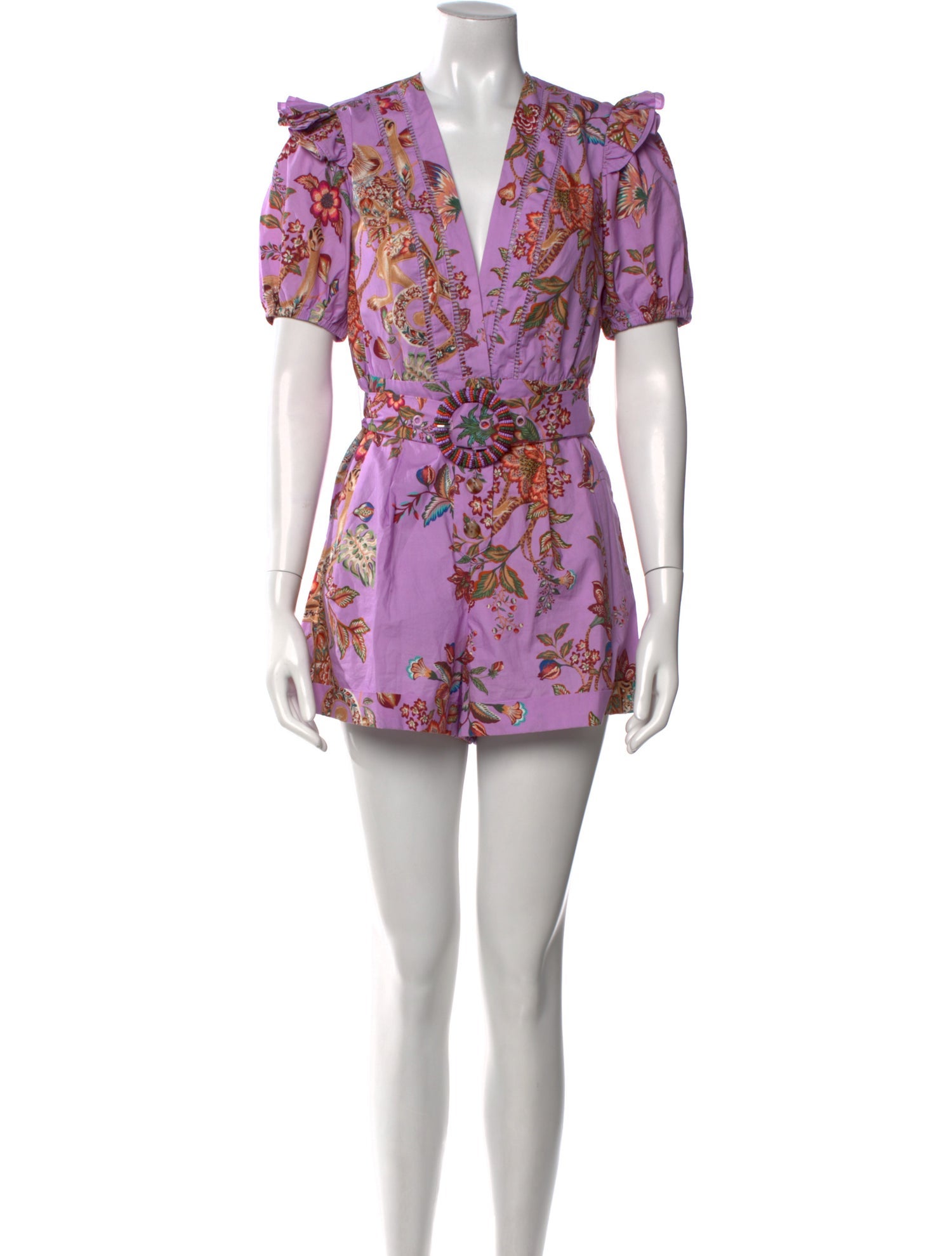 Farm Rio Floral Print V-Neck Romper