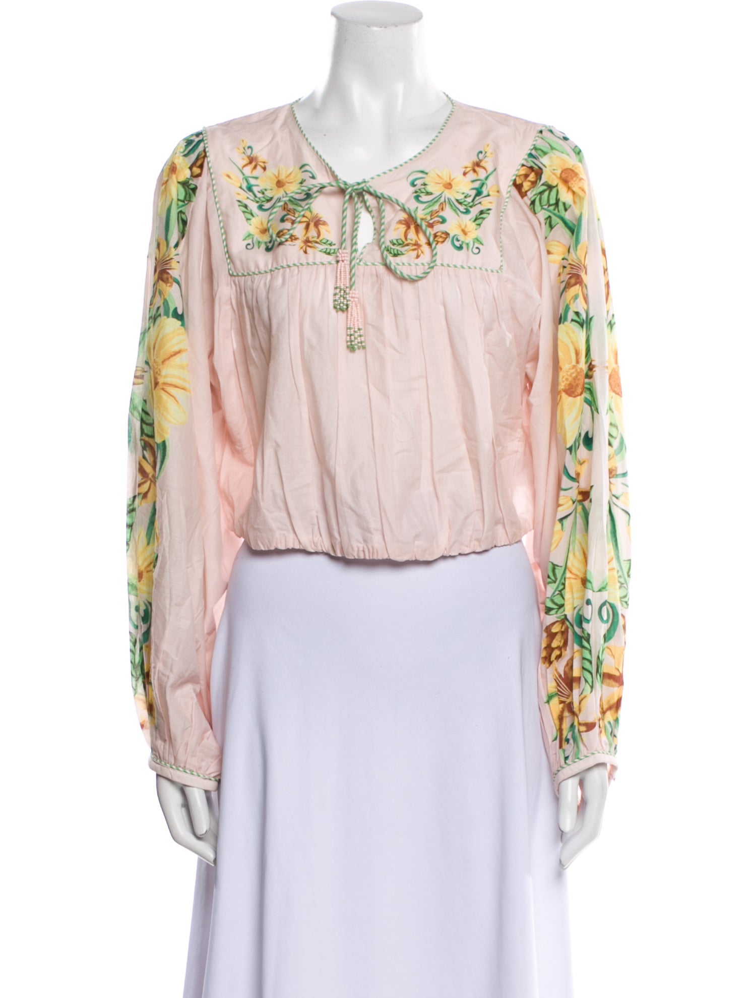 Farm Rio Printed Tie Neck Blouse