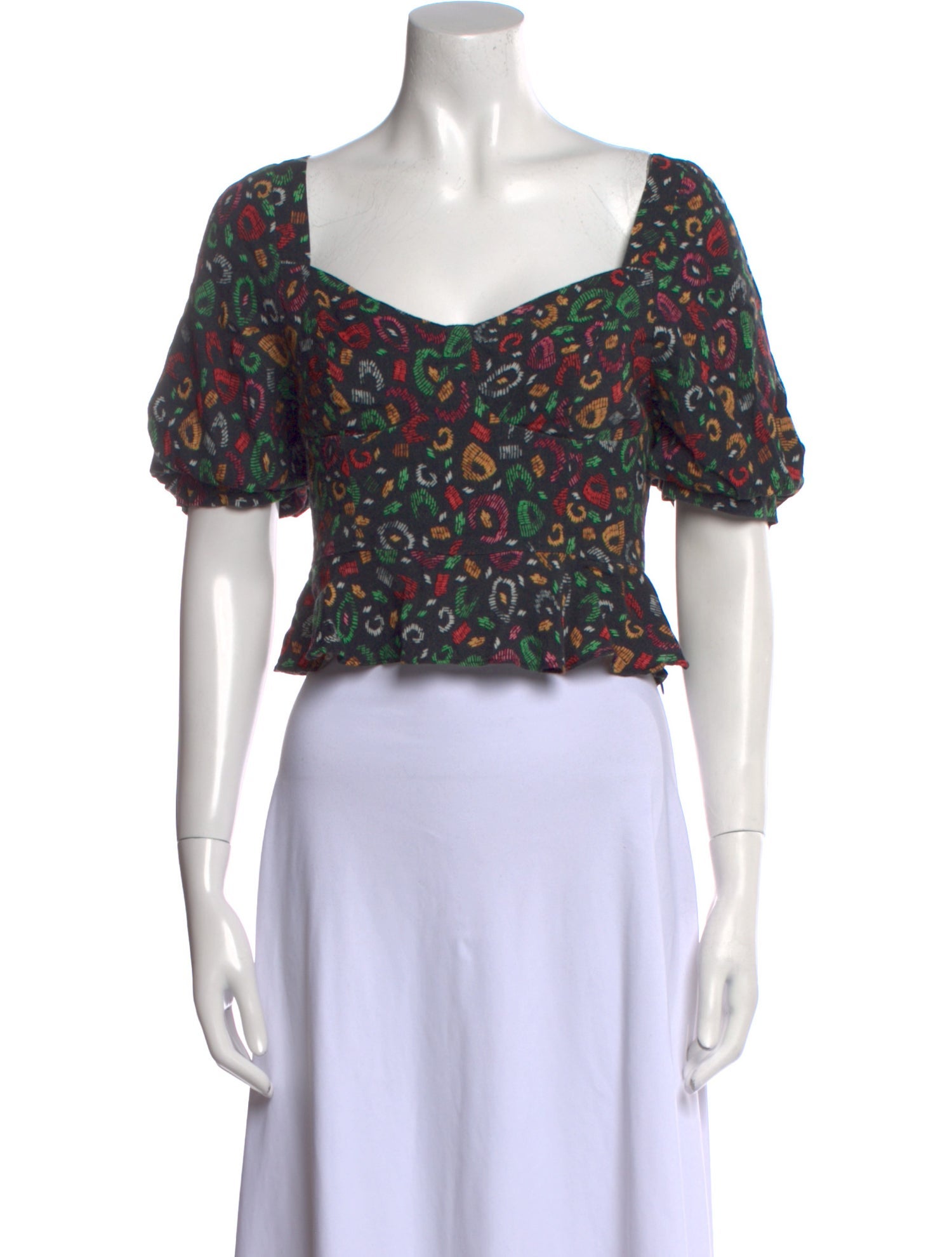 Farm Rio Floral Print Square Neckline Crop Top