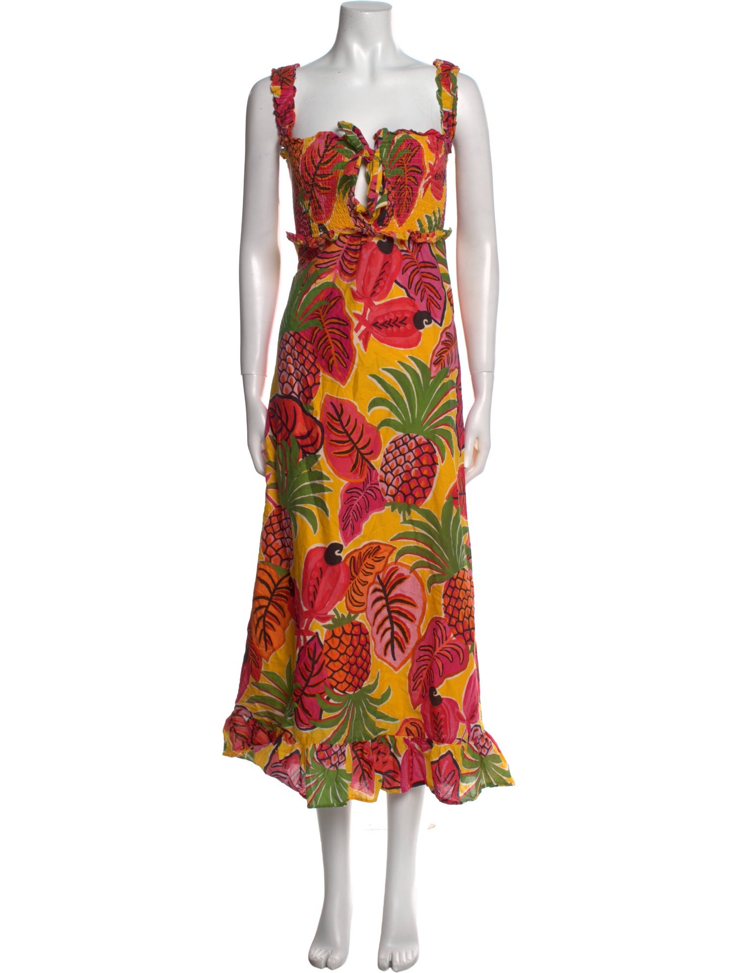 Farm Rio Floral Print Midi Length Dress