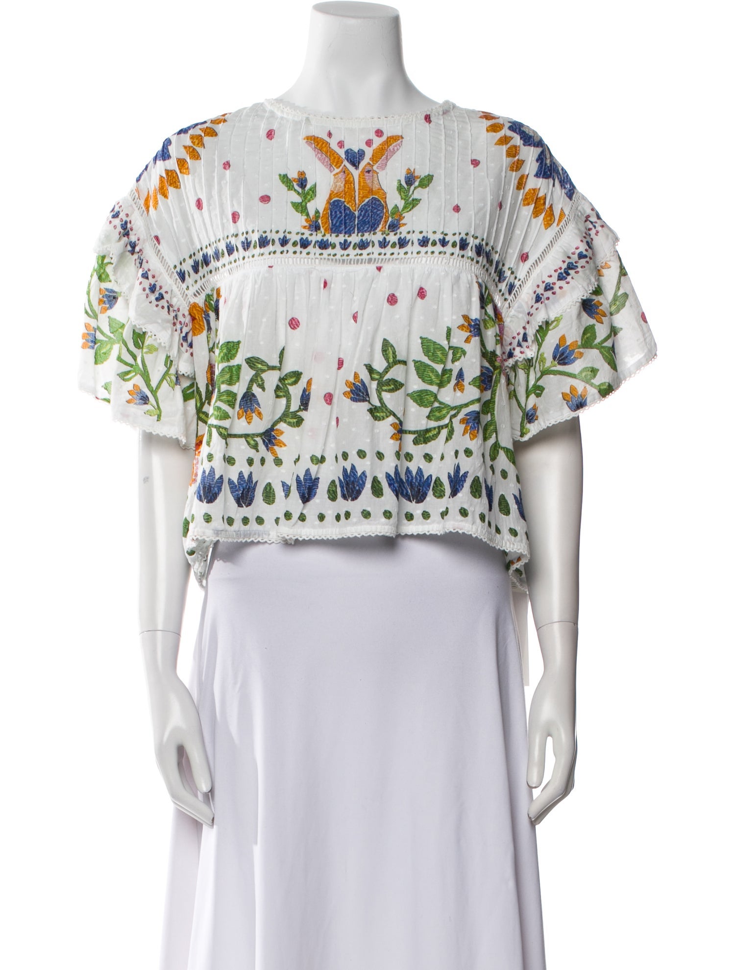 Farm Rio Floral Print Square Neckline Crop Top